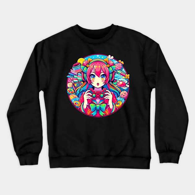 Gamer girl red players Crewneck Sweatshirt by Japanese Fever